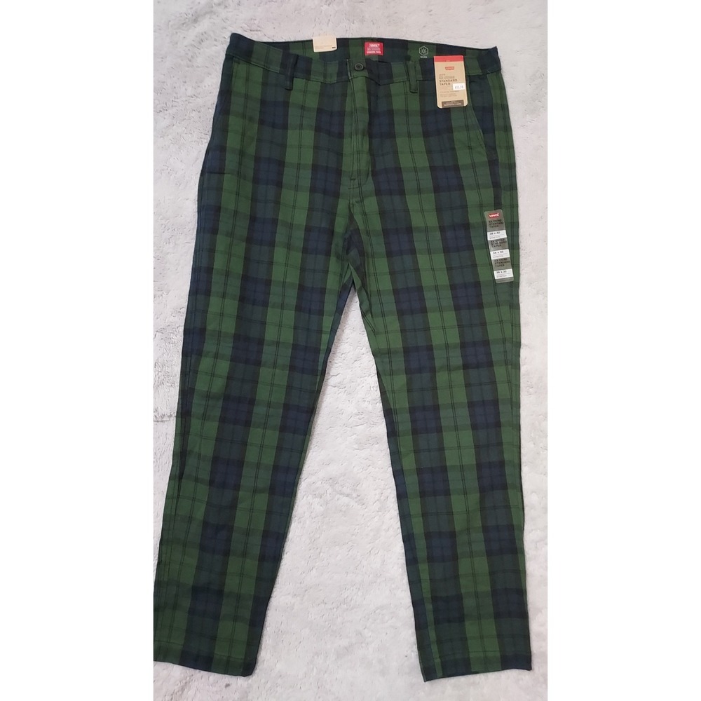 NEW Levis Pants Mens 36x30 XX Chino Standard Taper Tartan Plaid Green Black Blue
